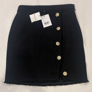 Generation Love Tanya Tweed Black Mini Skirt with Gold Buttons
